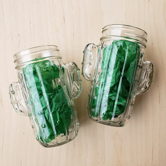 Glass Cactus Jars / Cups, Vintage 70s Inspired - Picture 1 of 8